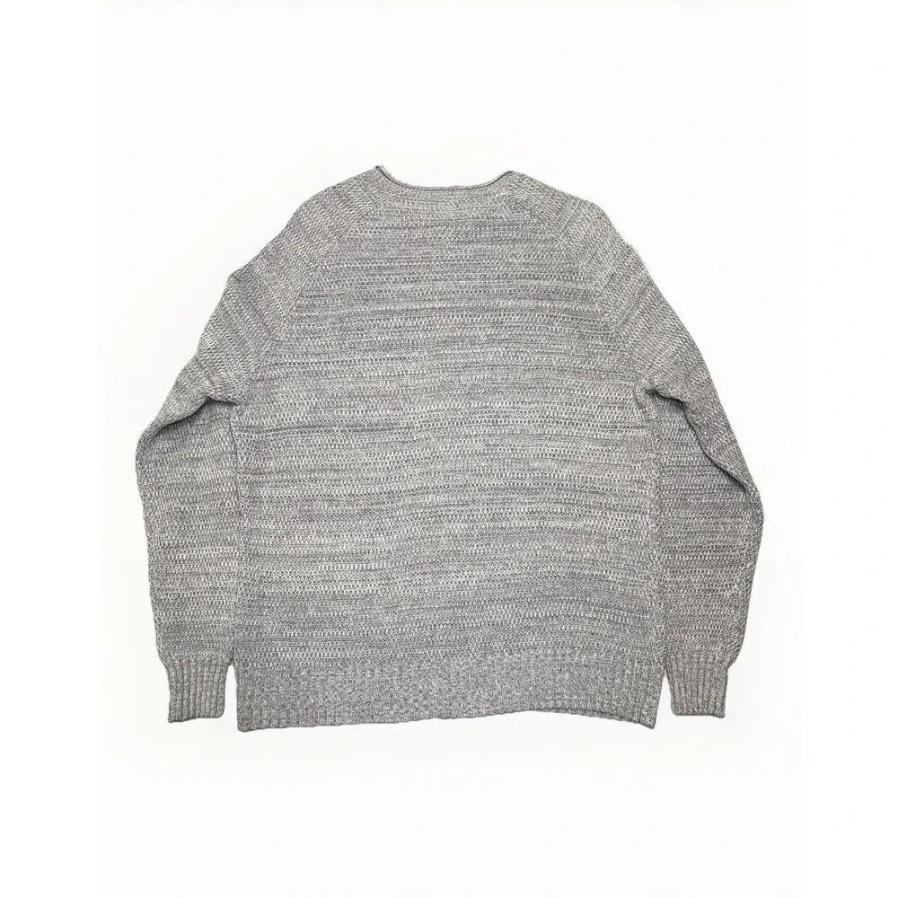32 Bar Blues Mens‎ Medium Chunky Knit 100% Cotton Heather Gray V-Neck Sweater
